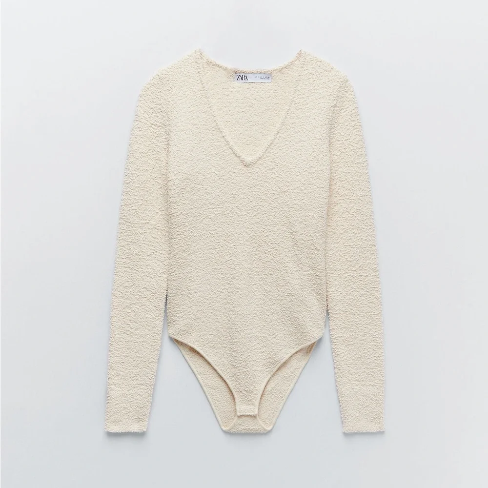 NWOT Zara Textured Knit Bodysuit - Picture 4 of 9